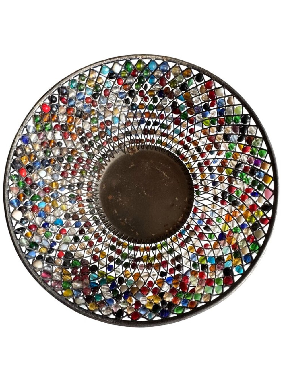 Vintage Bombay Colorful Beaded Metal Bowl Bohemian Home Decor Table Dish - Picture 7 of 10